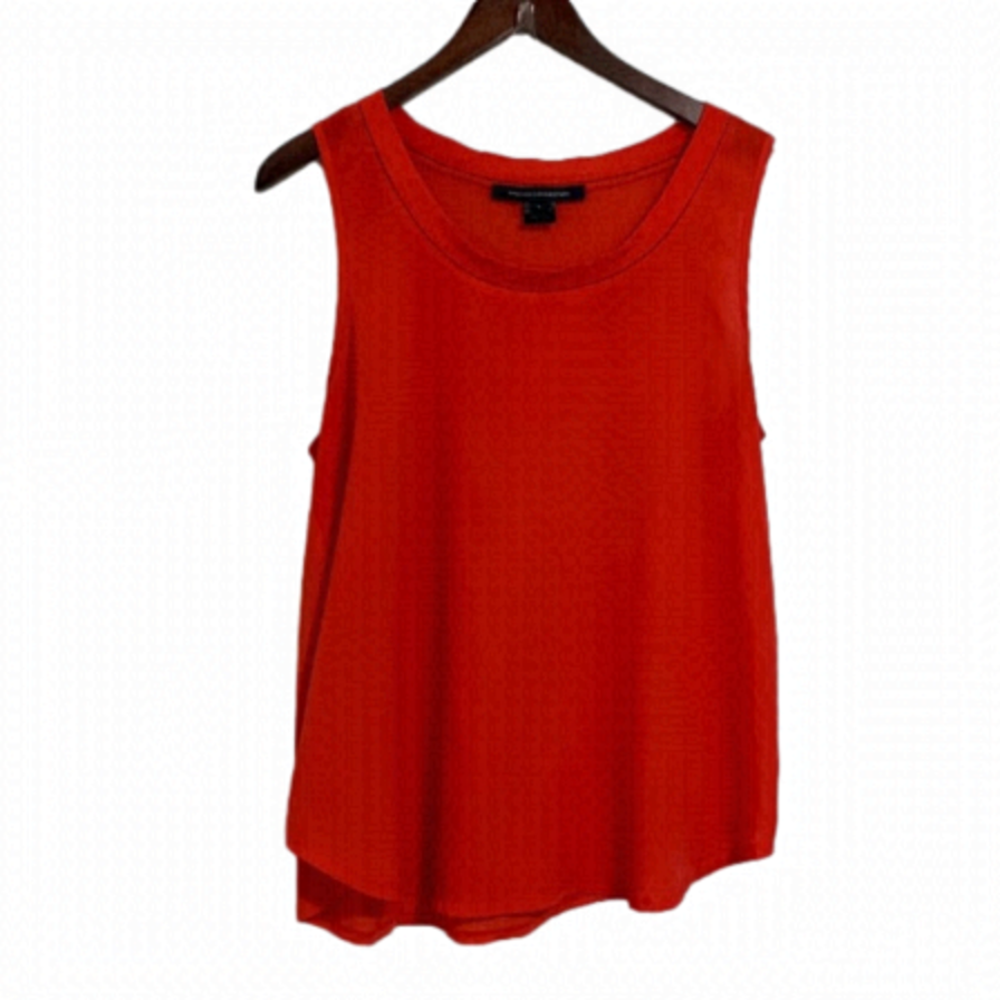 French Connection Sleeveless Top Crew Neck Size Large Colour Orange